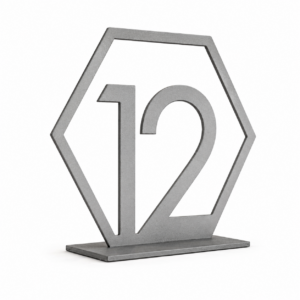 Table Number Silver Hexagon