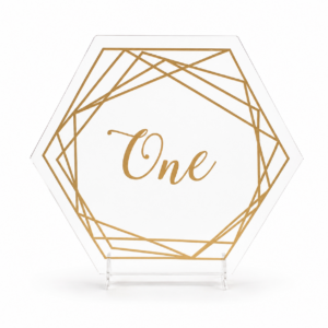 Table Number Gold Hexagon