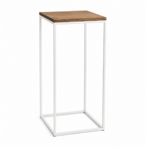 Cocktail Table White Metal Square