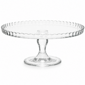 Glass Footed Cake Stand Scalloped