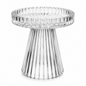 Glass Ribbed Pillar Candle Holder