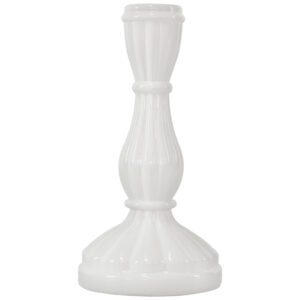 White Glass Candlestick H17cm