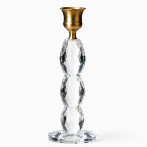 Crystal Candlestick Gold Rim Tall